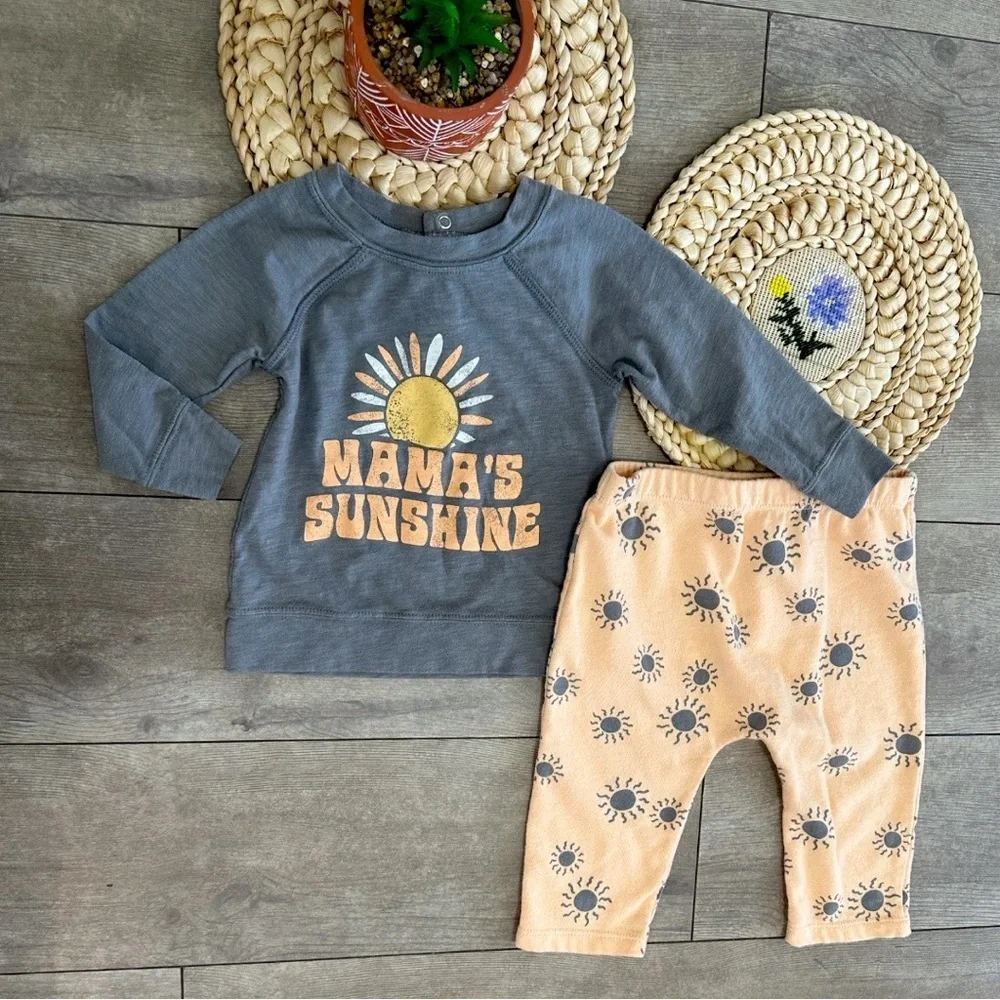 Grayson Mini ‘Mama’s Sunshine’ Boho Casual Outfit Set - 12 Months Baby Boy Girl